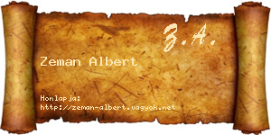 Zeman Albert névjegykártya